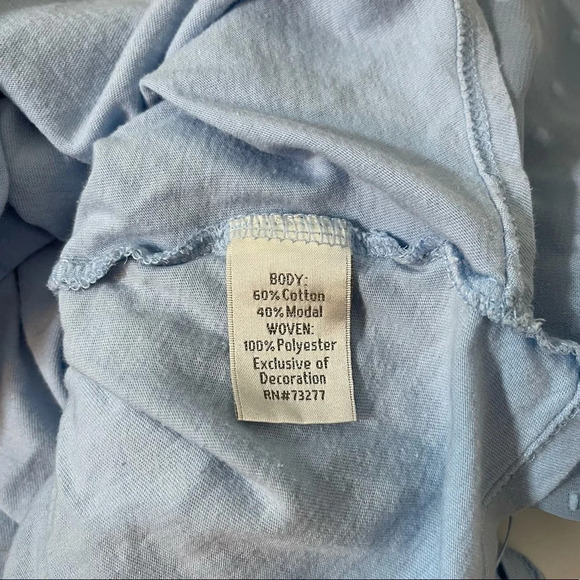 LC Lauren Conrad Baby Blue Contrast Swiss Dot Pleated Blouse Small Women’s - Picture 10 of 11